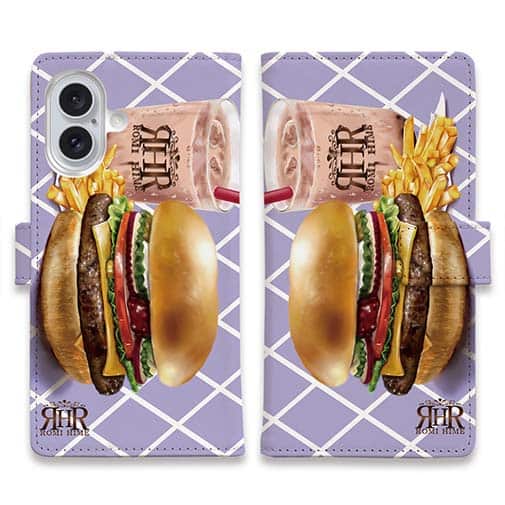 【ROMI HIME】【手帳型】ハンバーガー パープル