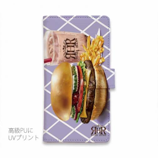 【ROMI HIME】【手帳型】ハンバーガー　パープル