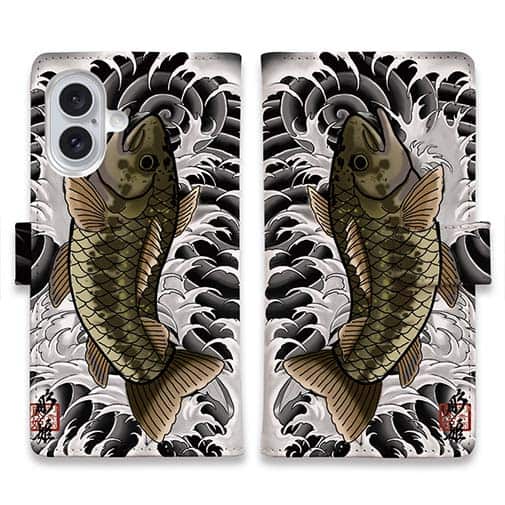 【彫姫】【手帳型】昇り黒鱒(ブラックバス)