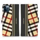 【Genuine】【手帳型】チェック柄　ベージュ＆グレー