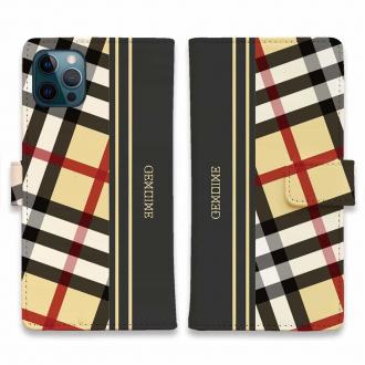 【Genuine】【手帳型】チェック柄　ベージュ＆グレー