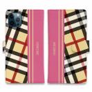 【Genuine】【手帳型】チェック柄　ベージュ＆ピンク