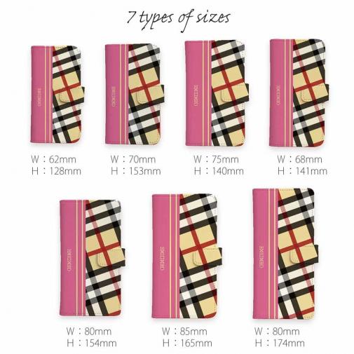 【Genuine】【手帳型】チェック柄　ベージュ＆ピンク