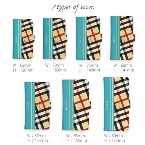 【Genuine】【手帳型】チェック柄　ベージュ＆ブルー