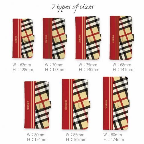 【Genuine】【手帳型】チェック柄　ベージュ＆レッド