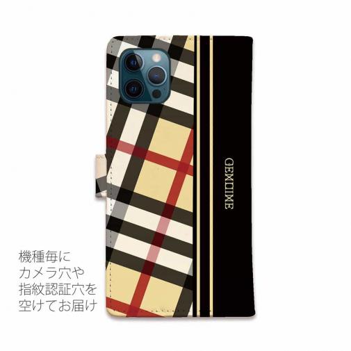 【Genuine】【手帳型】チェック柄　ベージュ＆ブラック