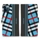 【Genuine】【手帳型】チェック柄　ブルー＆グレー