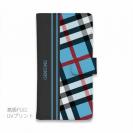 【Genuine】【手帳型】チェック柄　ブルー＆グレー