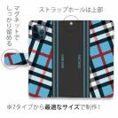 【Genuine】【手帳型】チェック柄　ブルー＆グレー