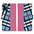 【Genuine】【手帳型】チェック柄　ブルー＆ピンク