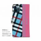 【Genuine】【手帳型】チェック柄　ブルー＆ピンク