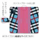 【Genuine】【手帳型】チェック柄　ブルー＆ピンク