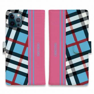 【Genuine】【手帳型】チェック柄　ブルー＆ピンク