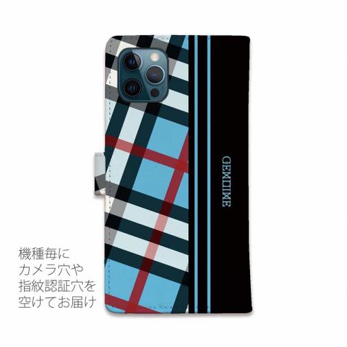【Genuine】【手帳型】チェック柄　ブルー＆ブラック
