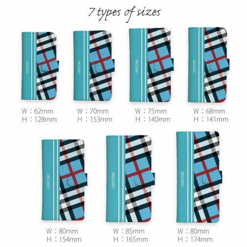 【Genuine】【手帳型】チェック柄　ブルー＆ブルー