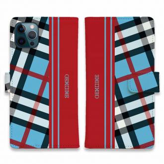 【Genuine】【手帳型】チェック柄　ブルー＆レッド