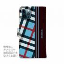 【Genuine】【手帳型】チェック柄　ブルー＆ブラウン