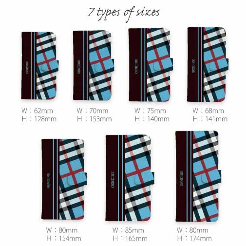 【Genuine】【手帳型】チェック柄　ブルー＆ブラウン