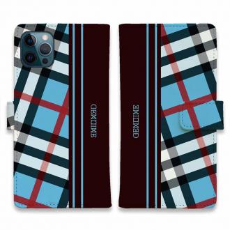 【Genuine】【手帳型】チェック柄　ブルー＆ブラウン