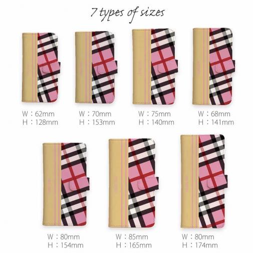 【Genuine】【手帳型】チェック柄　ピンク＆クリーム