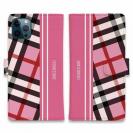 【Genuine】【手帳型】チェック柄　ピンク＆ピンク