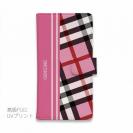 【Genuine】【手帳型】チェック柄　ピンク＆ピンク