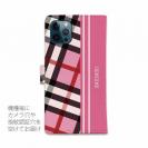 【Genuine】【手帳型】チェック柄　ピンク＆ピンク
