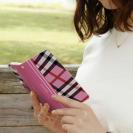 【Genuine】【手帳型】チェック柄　ピンク＆ピンク