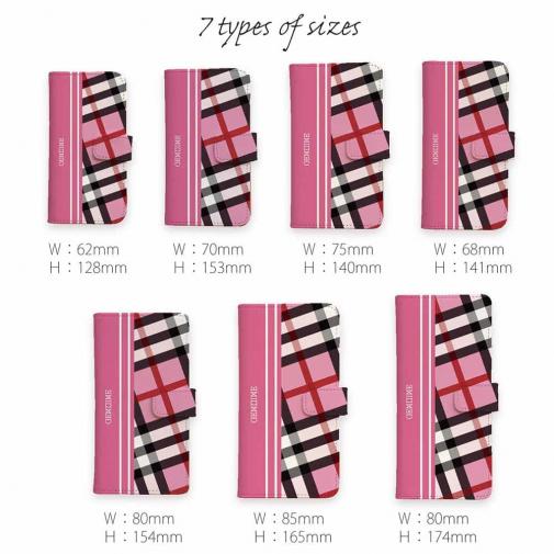 【Genuine】【手帳型】チェック柄　ピンク＆ピンク