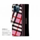 【Genuine】【手帳型】チェック柄　ピンク＆ブラック