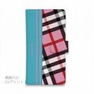 【Genuine】【手帳型】チェック柄　ピンク＆ブルー