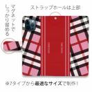 【Genuine】【手帳型】チェック柄　ピンク＆レッド