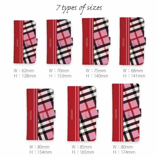 【Genuine】【手帳型】チェック柄　ピンク＆レッド