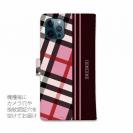 【Genuine】【手帳型】チェック柄　ピンク＆ブラウン