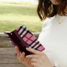 【Genuine】【手帳型】チェック柄　ピンク＆ブラウン