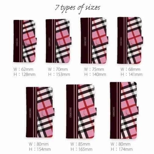 【Genuine】【手帳型】チェック柄　ピンク＆ブラウン