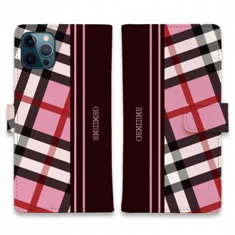 【Genuine】【手帳型】チェック柄　ピンク＆ブラウン