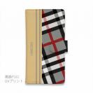 【Genuine】【手帳型】チェック柄　グレー＆クリーム