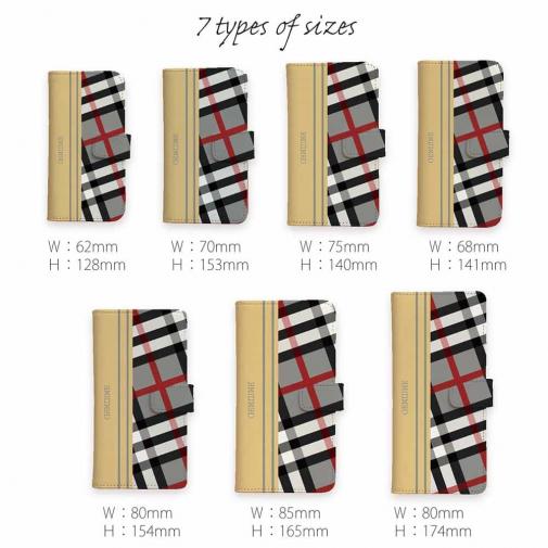 【Genuine】【手帳型】チェック柄　グレー＆クリーム