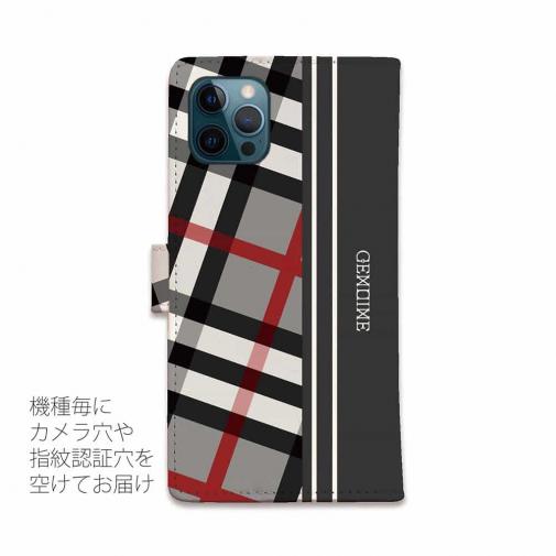 【Genuine】【手帳型】チェック柄　グレー＆グレー