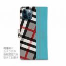 【Genuine】【手帳型】チェック柄　グレー＆ブルー