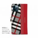 【Genuine】【手帳型】チェック柄　グレー＆レッド