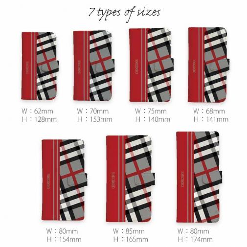 【Genuine】【手帳型】チェック柄　グレー＆レッド