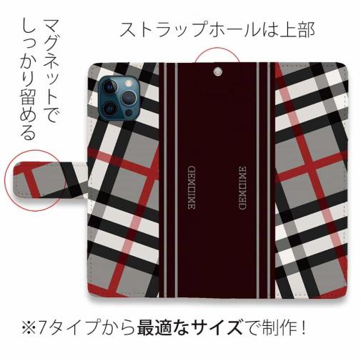 【Genuine】【手帳型】チェック柄　グレー＆ブラウン