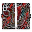 【彫姫】【手帳型】全面額彫龍