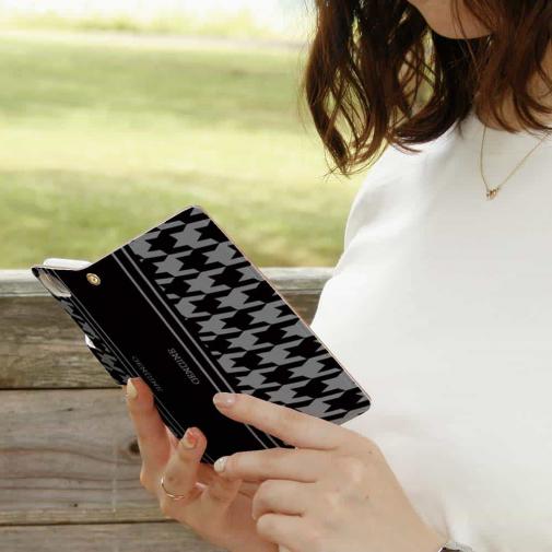 【Genuine】【手帳型】千鳥柄　ブラック＆グレー
