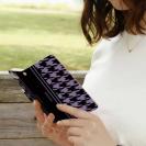 【Genuine】【手帳型】千鳥柄　ブラック＆パープル