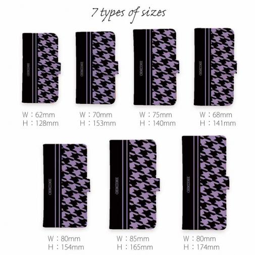 【Genuine】【手帳型】千鳥柄　ブラック＆パープル