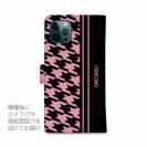 【Genuine】【手帳型】千鳥柄　ブラック＆ピンク