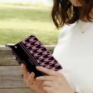 【Genuine】【手帳型】千鳥柄　ブラック＆ピンク